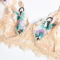 Culottes hipster brodées florales en dentelle pour femmes, taille mi-haute, sans couture, ensemble de lingerie sexy avec design au crochet et logo à la taille pour adultes