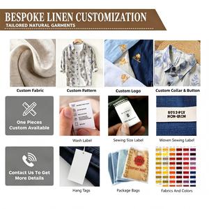 Completo Estivo da <span class=keywords><strong>Uomo</strong></span> Casual <span class=keywords><strong>di</strong></span> Alta Qualità, Morbido e Fresco, Tinto in Capo, Due Pezzi: Camicia e Pantaloni - Product Image 5
