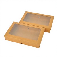 Boîte à sushi en papier kraft avec couvercle, emballage alimentaire à emporter pour la restauration, personnalisable, avec plateau fixe et impression offset, produit très vendu