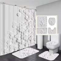 Élégant Bouquet de Fleurs Blanches Fantastiques Style 3D Rideau de Douche pour Salle de Bain avec Tapis de Bain Ensemble Décoration Florale pour la Maison