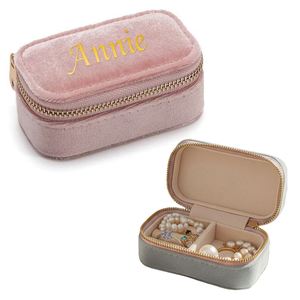 Portable <b>Velvet</b> Jewelry Box Wedding Favors Custom Travel Ring Necklace Organizer Case Anniversary Souvenirs Gift - Product Image 1