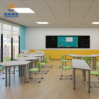 Tables trapézoïdales modernes pour étudiants JS, couleur blanche, bureaux et chaises d'école, design en métal assemblé
