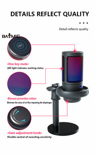 Microphone USB RGB de Gaming en Gros avec Fonction Mute à une Touche pour Diffusion YouTube et Support - Product Image 2