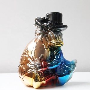 Escultura de Pato de Dibujos Animados con Bolsa de Dinero, Escultura de Resina Cromada de Pato Scrooge McDuck, Arte Pop, Venta al Por Mayor - Product Image 6