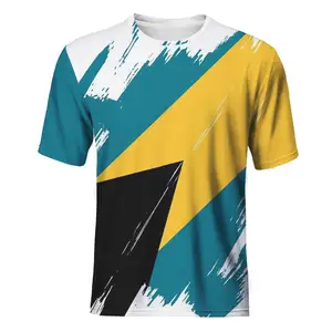 Promocional Personalizado Bahamas Bandeira Impresso Sublimação T Camisas Para Homens Preço Barato Por Atacado T Shirts Verão Short Sleeve Shir