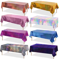 Nappes Brillant Jetable Laser Rectangle Table Couvre Holographique Feuille Nappe Irisé Partie Décor Irisation Plastique