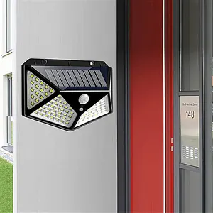 Iluminação solar de led para casa 1000lm ip65, à prova d' água, sensor de movimento pir, luz solar, exterior, iluminação de parede de segurança