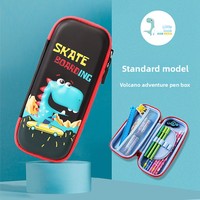 Boîte de papeterie pour enfants, classe 1-3, école primaire, garçons, fermeture à glissière, motif animal, grande capacité, trousse à crayons pratique, bleue