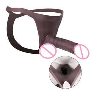 7.87 pouces café creux Silicone <span class=keywords><strong>gode</strong></span> <span class=keywords><strong>string</strong></span> pour Couple réaliste pénis Extender pour jeu intime StrapOn pénis retard temps <span class=keywords><strong>string</strong></span> - Product Image 3