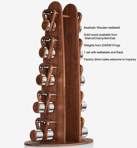 Estética de lujo de madera Kettlebell y Kettlebell Rack Set para el equipo de gimnasio en casa, estudio, hotel Factory Direct - Product Image 4