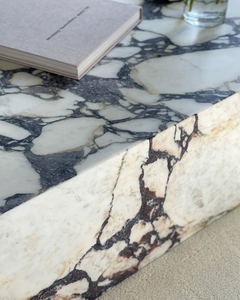 Bàn cạnh sang trọng bằng đá cẩm thạch Calacatta màu tím Bulgaris, kích thước 100*60*30 CM, kiểu dáng khối lập phương, bàn trà bằng đá cẩm thạch Calacatta Viola - Product Image 5