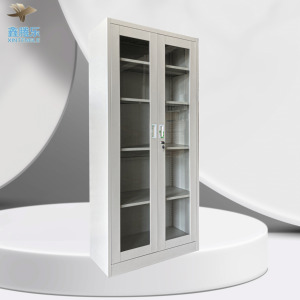 Meuble de classement moderne en métal à cadre en verre avec portes vitrées pour usage scolaire, supermarché, sous-sol, salle à manger - Product Image 5
