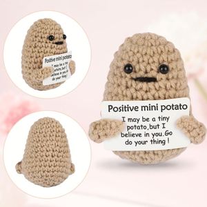 Pomme de terre au crochet inspirante, cadeaux amusants avec message positif pour femmes, amies, collègues, poupée pomme de terre émotionnelle faite à la main pour la décoration - Product Image 2