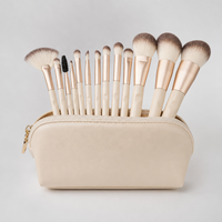 Ensemble de 12 pinceaux de maquillage professionnels de luxe, pochette de voyage, poils synthétiques vegan, logo personnalisé, marque privée, forme ronde/tambour