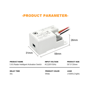 <span class=keywords><strong>Détecteur</strong></span> <span class=keywords><strong>de</strong></span> <span class=keywords><strong>mouvement</strong></span> radar micro-ondes intelligent 5.8G AC220V 100W à économie d'énergie avec lampe intégrée pour armoire et salon - Product Image 2