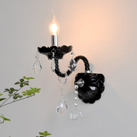 Applique murale LED de luxe française en fer et cristal, avec bras en verre torsadé, style bougie, pour chambre à coucher, chevet et salon