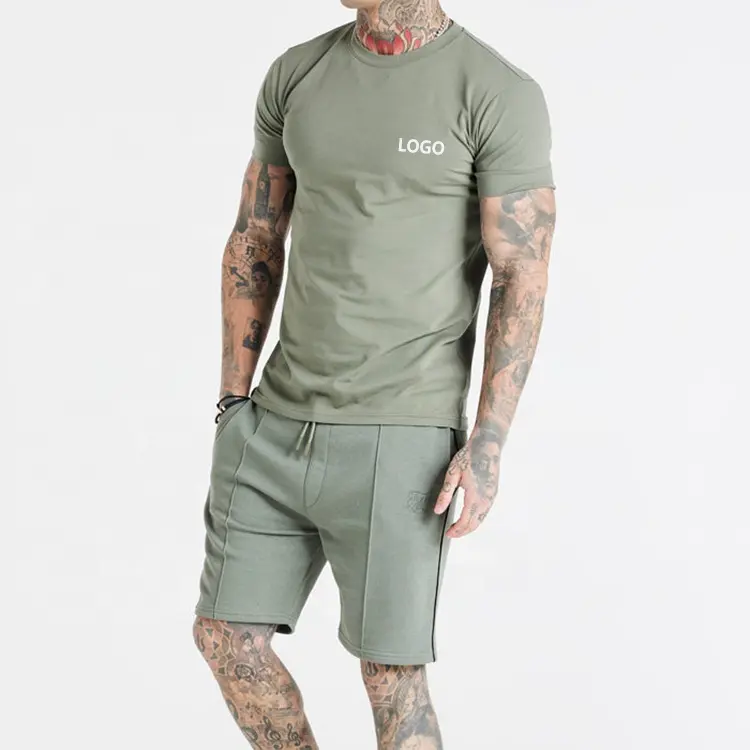 Camiseta de verão masculina de alta qualidade, camiseta esportiva lisa com pescoço arredondado, de algodão 180gsm spandex, fitness para academia