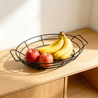 Panier en métal noir pour la cuisine, panier de rangement pour fruits avec poignées