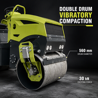 Compacteur routier vibrant à double tambour, gamme complète de 1 à 1,8 tonne, pour asphalte, mini-compacteur, 1 tonne, 1,2 tonne, 2 tonnes, 3 tonnes, 4 tonnes, 5 tonnes