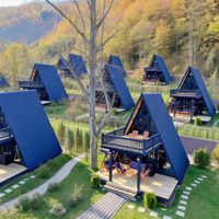 Kit de chalet en bois préfabriqué en forme de A avec structure en acier et panneau thermique pour solutions de projets et usage commercial