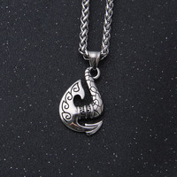 Collier Hei Matau Maui avec pendentif hameçon en acier inoxydable, collier hache Viking Odin pour hommes