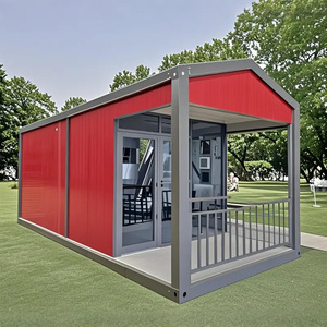 Casa contenedor desmontable con techo a dos aguas personalizable, diseño de oficina prefabricado modular, casa contenedor de paquete plano desmontable - Product Image 1