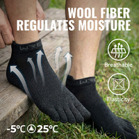 Chaussettes à cinq doigts WRELS en laine mérinos respirante, élastiques, antidérapantes, absorbant l'humidité, confortables pour le Pilates