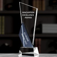 Trophée en verre créatif personnalisé Champion des employés exceptionnels Prix commémoratif de la réunion annuelle UV Trophée du concours d'honneur de l'équipe