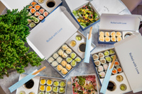 Boîte d'emballage écologique pour sushis, gâteaux, donuts, biscuits, brownies, pâtisseries, boîtes en papier avec inserts