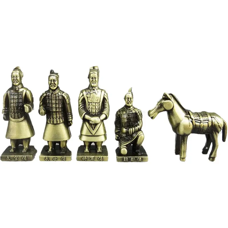 هدايا سفر خاصة من الصين للحرف اليدوية المعدنية لتزيين المحاربين والخيول من الأرض مقلدة من Qin Shihuang للبيع بالجملة