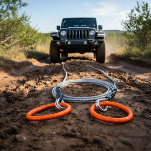 Cable de remolque de 10 pies, color gris acero, con anillo de remolque y hebillas de trinquete para recuperación de vehículos y uso todoterreno - Product Image 2