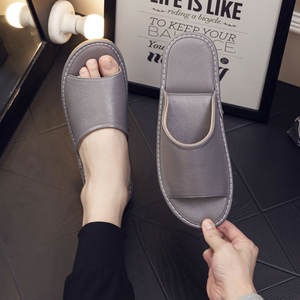 Yearning Genuine Top-Grain Cowhide Fashion Trend Sandal Slippers <b>Men</b> Women Indoor Soft Sole Home Comfortable Summer Couple - Product Image 5