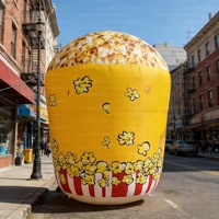 Modèle de seau à popcorn géant gonflable LED personnalisé, éclairé, pour la décoration de cinéma/événements/centres commerciaux/festivals