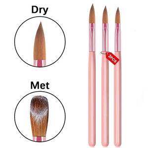 Ensemble de 3 pinceaux à ongles en cristal avec manche en bois et virole en cuivre antirouille pour extension de gel et manucure - Product Image 4