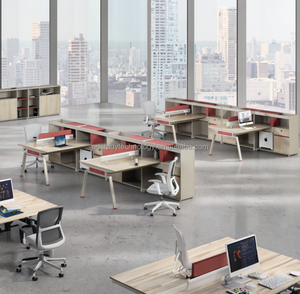 현대 디자인 사무실 가구 모듈 형 사무실 워크 스테이션 워크 스테이션 나무 컴퓨터 테이블 사무실 책상 테이블 스토리지 - Product Image 2