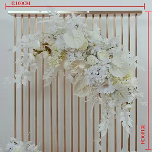XA yeni tasarım yapay sıra ayçiçeği yeşil yaprakları ile düğün koridor dekorasyon için ipek çiçek koşucu