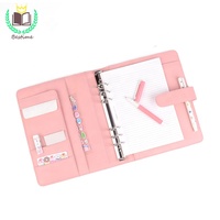 Luxe personnalisé mode cahier réutilisable A5 reliure à anneaux en cuir rose