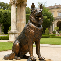 Sculpture de chien assis en bronze coulé, style animal réaliste, sur mesure, pour la décoration de cour de manoir
