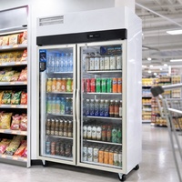 Réfrigérateur commercial à porte vitrée pour boissons, refroidisseur vertical avec éclairage gratuit pour supermarchés et magasins de proximité