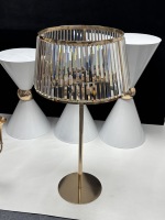 Lampe de table en forme de bougeoir en cristal transparent, bougeoir en métal doré de luxe pour mariage, décoration de table de fête à domicile