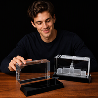 Presse-papiers rectangulaire transparent en verre cristal K9 poli, gravé au laser 3D avec photo personnalisée, artisanat en cristal