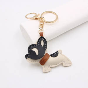 Fransız Bulldog yavru deri çok katmanlı el yapımı japon ve kore türük araba anahtarlık valiz kayışı giyim aksesuar kolye - Product Image 3