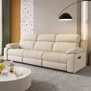 Sofá Eléctrico Moderno Reclinable, Sofá Esquinero Inteligente en Forma de L, Conjunto de Sofá de Tela Extensible con Base Metálica Multifuncional para Sala de Estar - Product Image 3