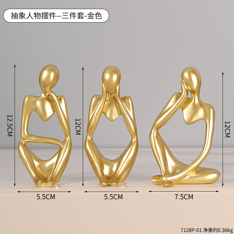 7128P-01 ชุดเครื่องประดับรูปทรงนามธรรม - ชุดสามชิ้น - สีทอง