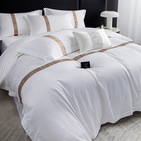 Parure de lit hôtelière en coton 100% blanc, drap-housse et housse de couette, tailles Queen et King, 200/300 fils au pouce carré