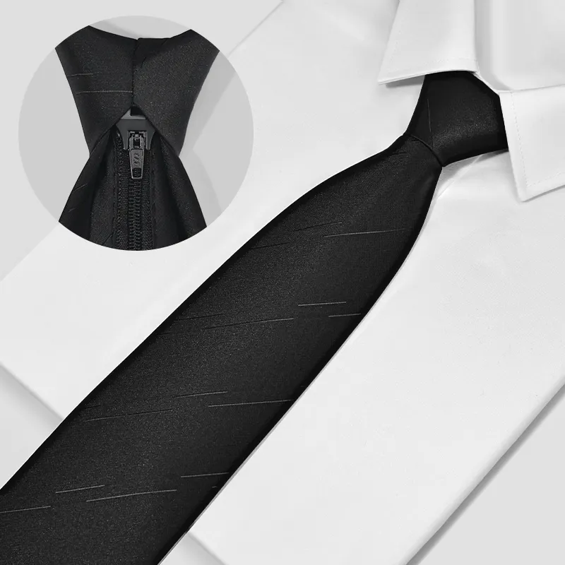 Colorful Adjustable Preties Custom Packaging School Zipper Ties Men Silk Necktie