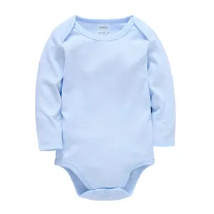 Pakaian Bayi Set OEM Pakaian Bayi Kustom 100% Katun Warna Solid Lengan Pendek Bodysuit Bayi Musim Semi Musim Panas Romper Anak Laki-laki
