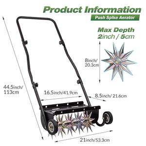 Buy-Wish Aérateur de <span class=keywords><strong>pelouse</strong></span> manuel avec manche <span class=keywords><strong>en</strong></span> acier Aérateur rotatif de <span class=keywords><strong>pelouse</strong></span> à pic roulant et poussoir - Product Image 2