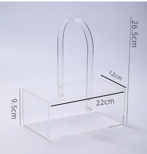 Boîte de panier de fleurs en acrylique transparent pour décoration de table de mariage avec poignées - Product Image 2