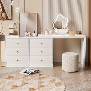 Bàn làm việc có gương, bàn trang điểm có 6 ngăn kéo, 3 chế độ màu có thể điều chỉnh độ sáng, có thể điều chỉnh chiều rộng cho phòng ngủ - Product Image 3